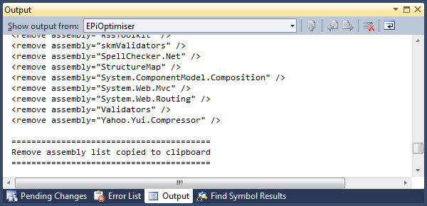 EPiOptimiser Output Window