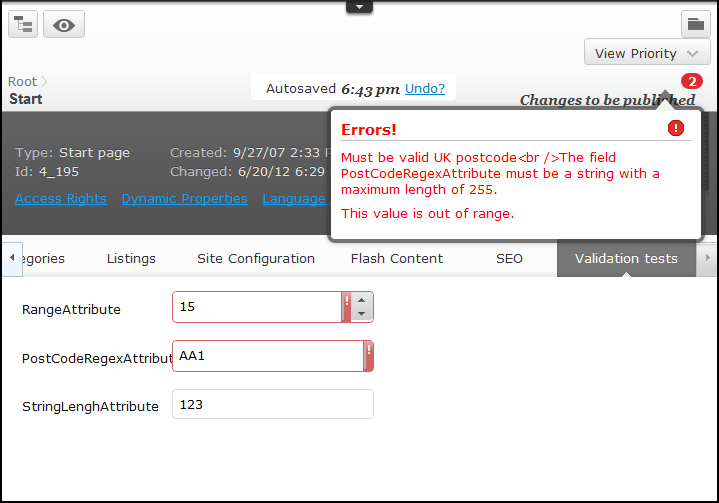 Error Summary in EPiServer 7