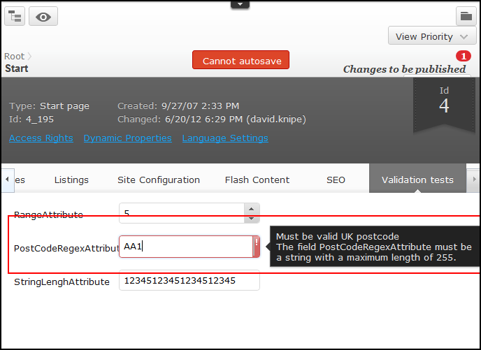 RegularExpression Validator in EPiServer 7