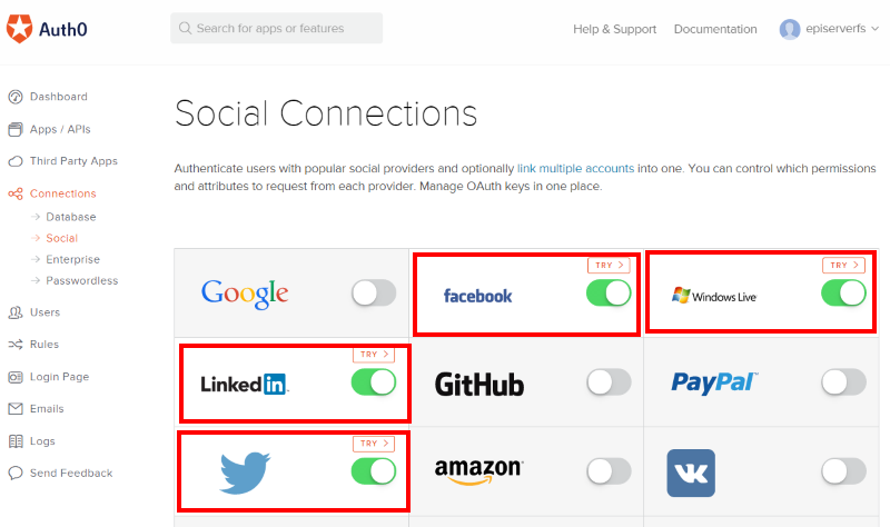 Auth0 - Social connections