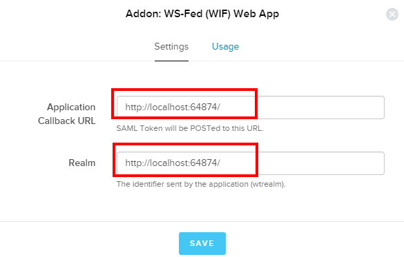 Auth0 - WS-FED settings