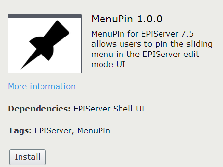 MenuPin for EPiServer 7.5 Add-on