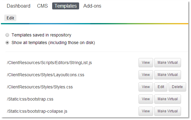 Virtual Template System Listing