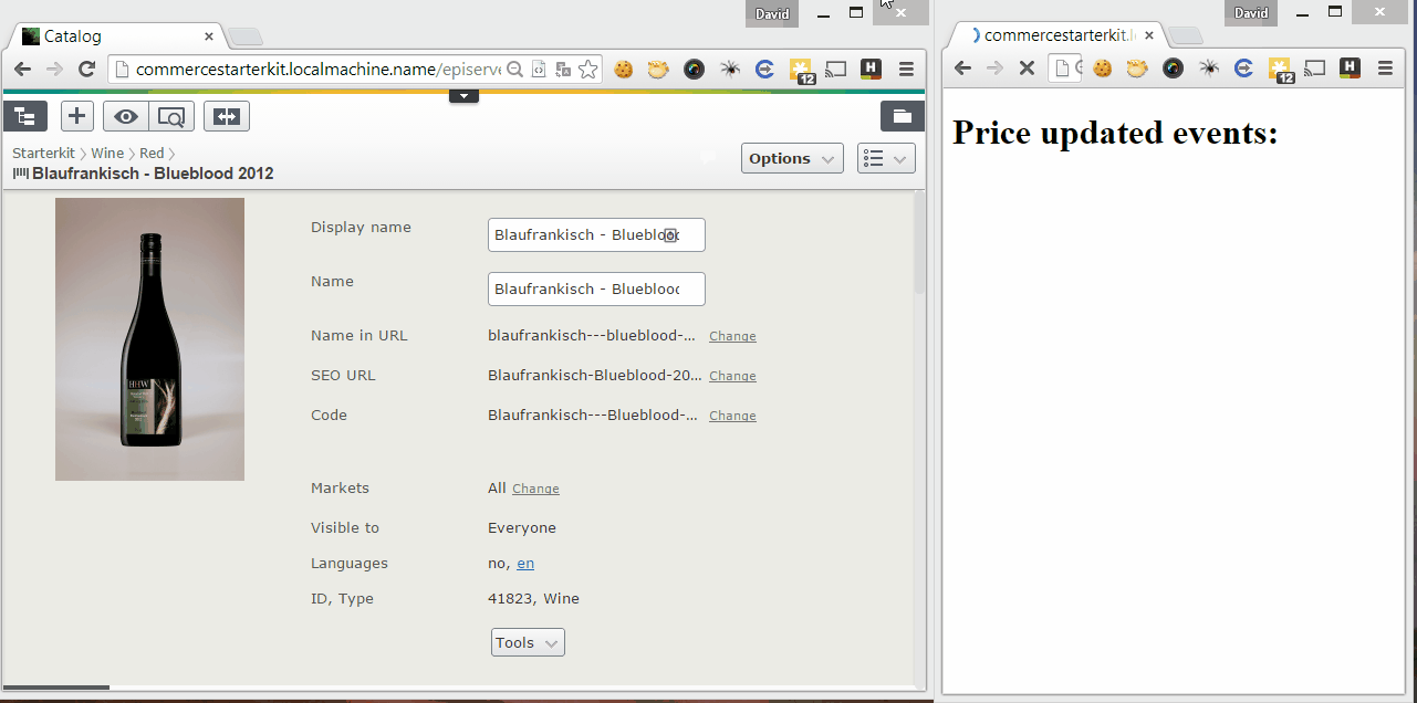 PriceEvents demo PriceEvents demo