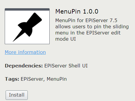 MenuPin for EPiServer 7.5 Add-on MenuPin for EPiServer 7.5 Add-on