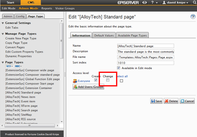 Admin Additional Change ACL
