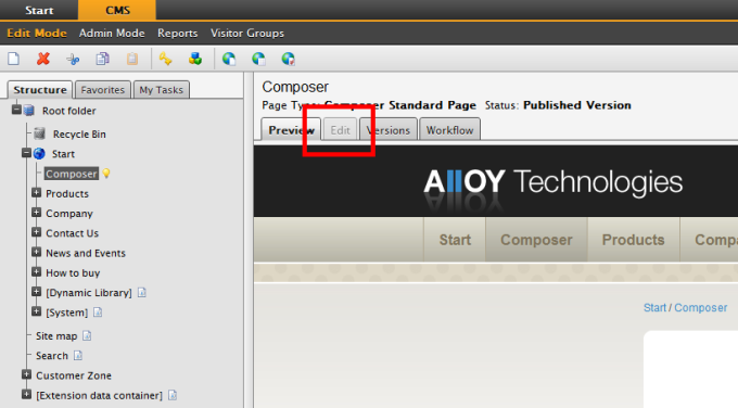 Disabled Edit Button