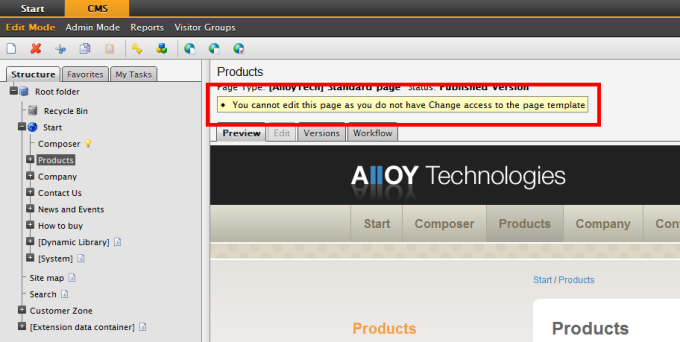 Disabled Edit Button With Warning