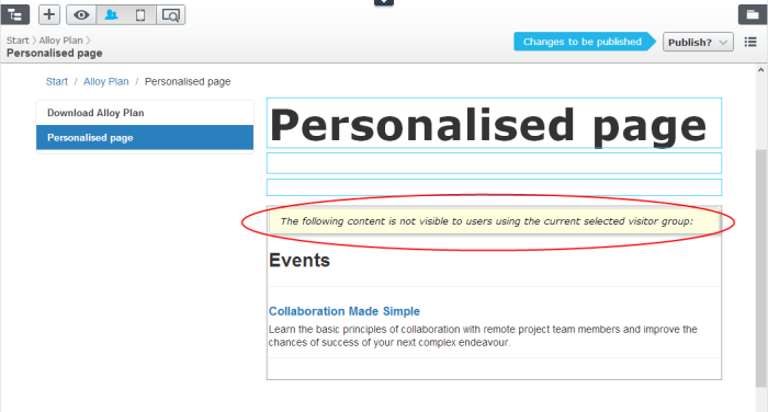 Edit mode warning message Edit mode warning message