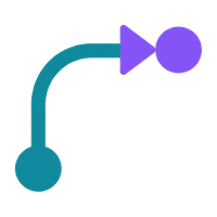 Webhook icon: two connected nodes joined by a curved hook-shaped arrow